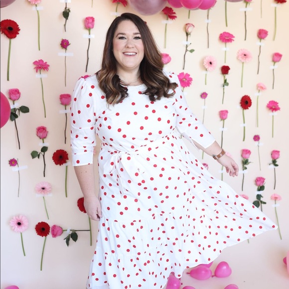 Eloquii Dresses & Skirts - Eloquii Polka Dot Puff Sleeve Dress Tiered Skirt